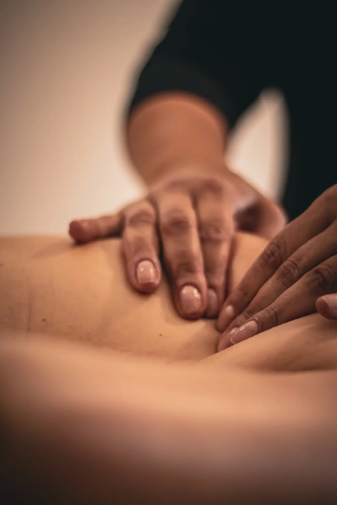 Therapist hands during massage